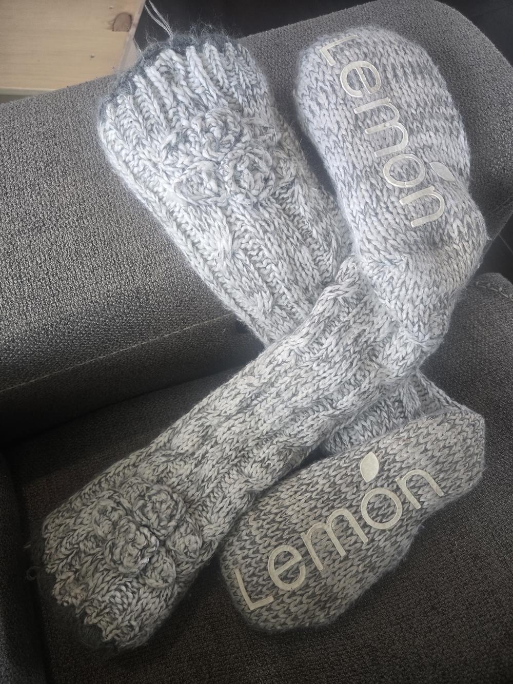 Lemon Cable Knit Golf Headcover Set in Heather Gray